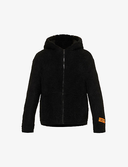 HERON PRESTON: Brand-appliqué relaxed-fit woven hooded fleece jacket
