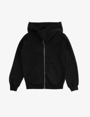 Rick Owens Mountain Cotton Jersey Hoodie In Black