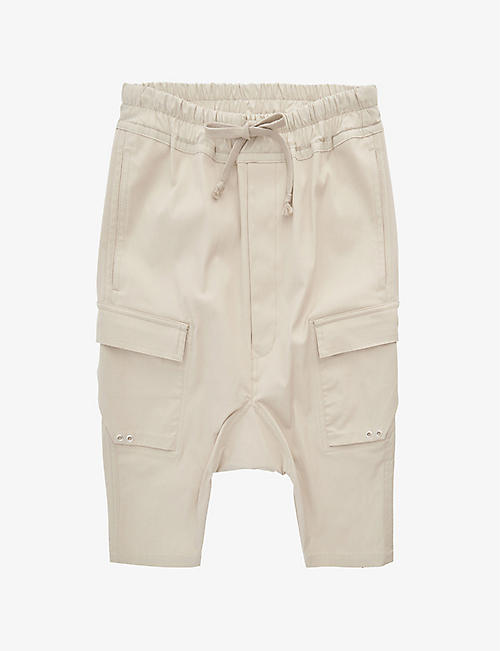 RICK OWENS: Pods stretch-cotton long cargo shorts 4 – 12 years