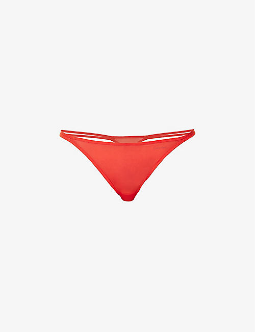 CALVIN KLEIN: Marquisette semi-sheer stretch recycled-nylon blend thong