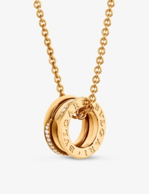 BVLGARI: B.zero1 18ct yellow-gold and 0.14ct brilliant-cut diamond pendant necklace