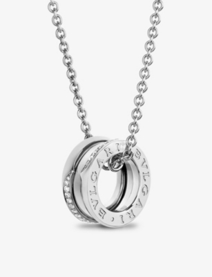 BVLGARI: B.zero1 18ct white-gold and 0.14ct brilliant-cut diamond pendant necklace