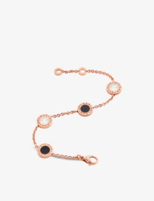 Shop Bvlgari Womens Rose Gold 18ct Rose-gold, Mother Of Pearl And Onyx Bracelet