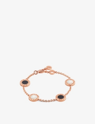 BVLGARI: BVLGARI BVLGARI 18ct rose-gold, mother of pearl and onyx bracelet
