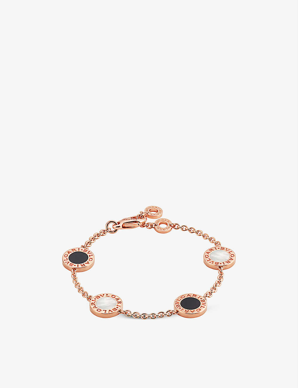 Bvlgari Womens Rose Gold 18ct Rose-gold, Mother Of Pearl And Onyx Bracelet