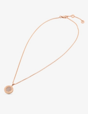Shop Bvlgari Womens Rose Gold 18ct Rose-gold With Onyx And 0.34ct Pavé Diamonds Necklace
