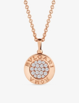 Bvlgari Womens Rose Gold 18ct Rose-gold With Onyx And 0.34ct Pavé Diamonds Necklace