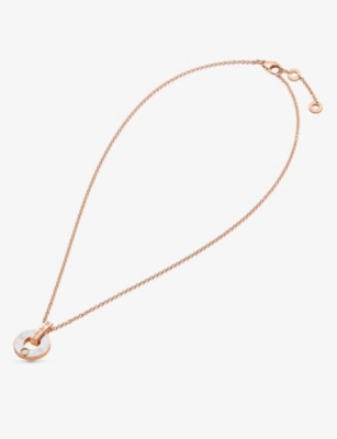 BVLGARI: Bvlgari Bvlgari 18ct rose-gold with mother of pearl and 0.06ct diamond necklace