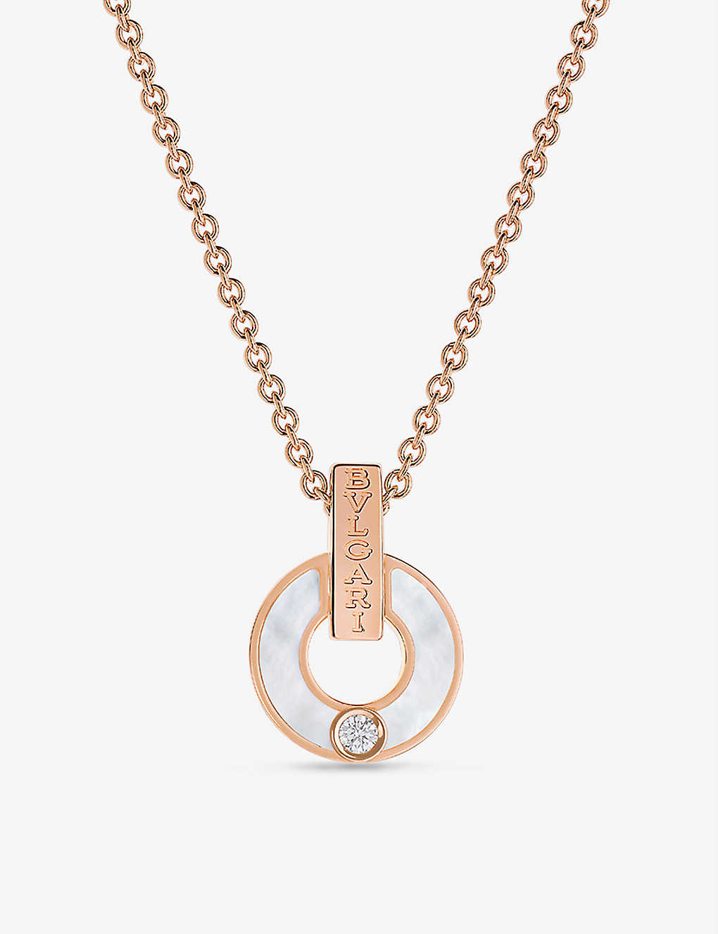 Shop Bvlgari Womens Rose Gold 18ct Rose-gold With Mother Of Pearl And 0.06ct Diamond Necklace