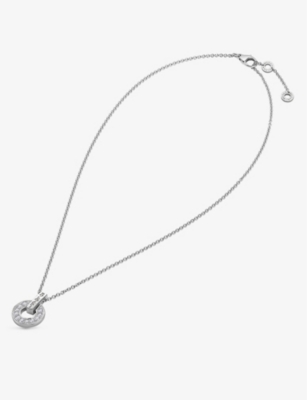 BVLGARI: Bvlgari Bvlgari 18ct white gold and 0.37 pavé diamond necklace