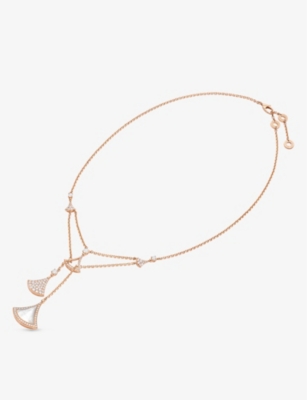 BVLGARI: Divas' Dream 18ct rose-gold, 1.45ct brilliant-cut diamond and mother of pearl pendant necklace