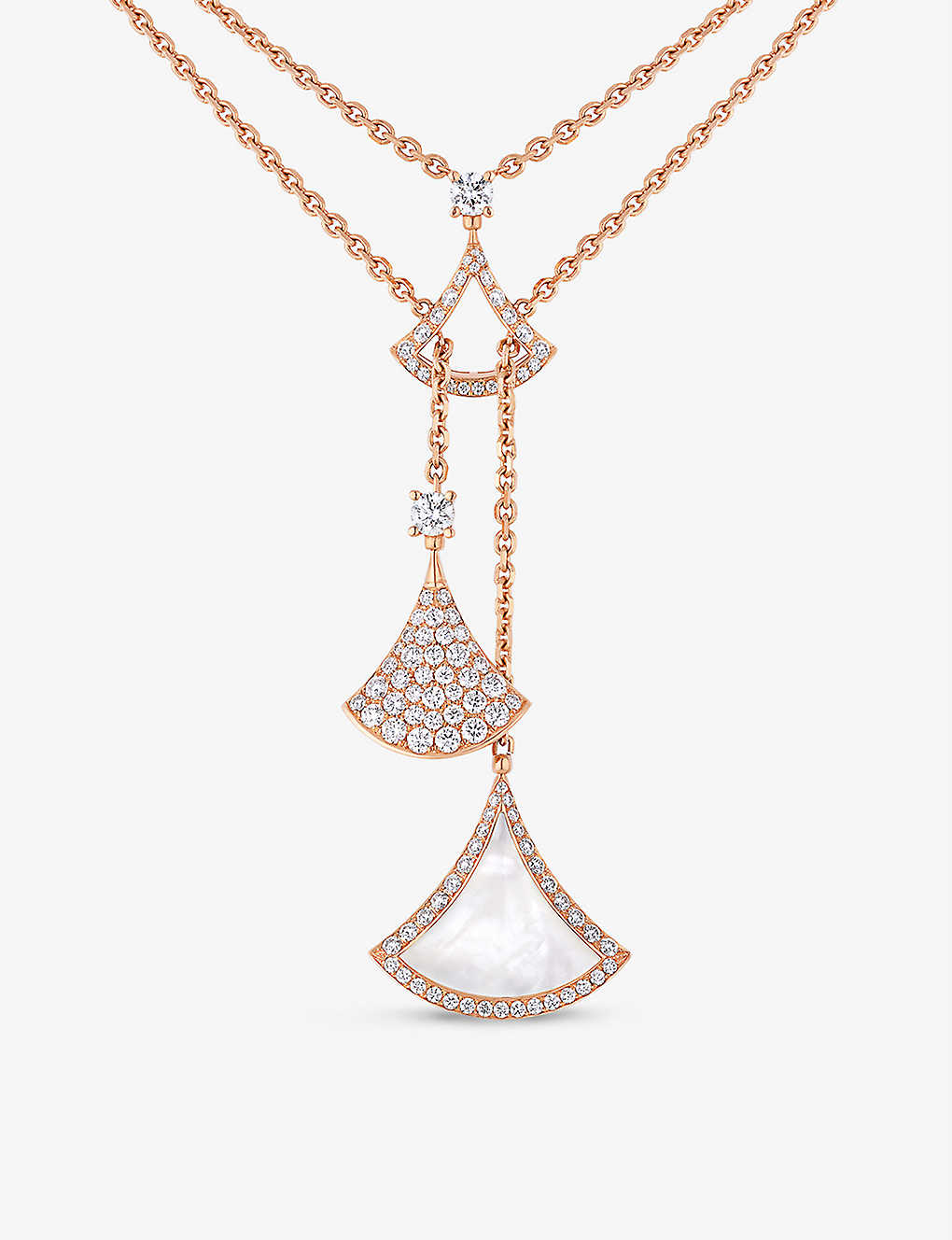 Bvlgari Women's Divas' Dream 18k Rose Gold, Mother-of-pearl, & Diamond Double-chain Necklace In Mother Of Pearl