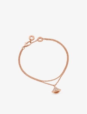 Bvlgari Womens Rose Gold Divas Dream 18ct Rose-gold And 0.26ct Brilliant-cut Diamond Charm Bracelet