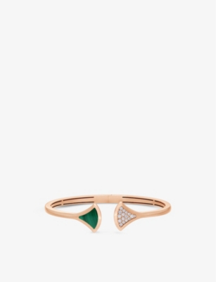 BVLGARI: Diva's Dream 18ct rose-gold, malachite and 0.16ct brilliant-cut diamond bracelet