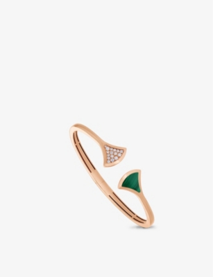 BVLGARI: Diva's Dream 18ct rose-gold, malachite and 0.16ct brilliant-cut diamond bracelet