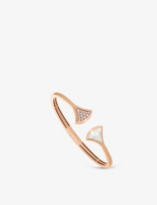 Bvlgari Rose Gold Diva's Dream 18ct Rose-gold, Mother-of-pearl And 0.16ct Brilliant-cut Diamond Bracelet