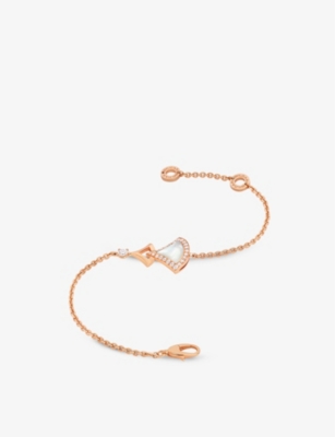 BVLGARI: Divas Dream 18ct rose-gold, 0.31ct brilliant-cut diamond and mother-of-pearl charm bracelet