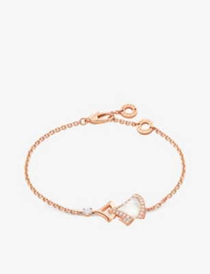 BVLGARI: Divas Dream 18ct rose-gold, 0.31ct brilliant-cut diamond and mother-of-pearl charm bracelet
