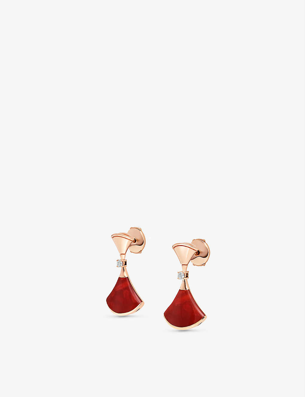 BVLGARI Divas Dream 18ct rose-gold, 0.07ct brilliant-cut diamond and carnelian earrings