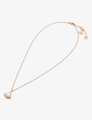 BVLGARI: Divas Dream 18ct rose-gold, 0.13ct brilliant-cut diamond and mother-of-pearl pendant necklace