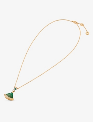 BVLGARI: Divas' Dream 18ct rose-gold, 0.28 brilliant-cut diamond and malachite pendant necklace