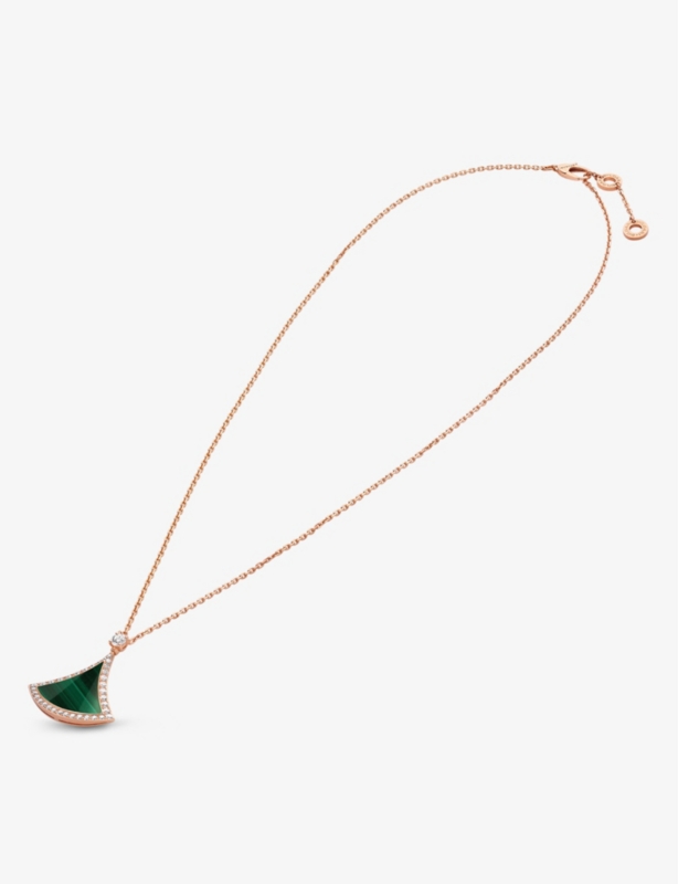 Divas' Dream 18ct rose-gold, 0.5ct brilliant-cut diamond and malachite pendant necklace