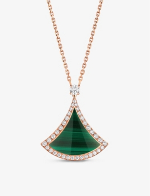 Bvlgari Womens Rose Gold Divas' Dream 18ct Rose-gold, 0.5ct Brilliant-cut Diamond And Malachite Pend