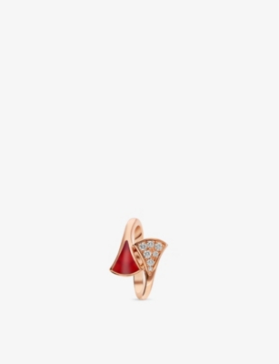 BVLGARI: Diva's Dream 18ct rose-gold, carnelian and 0.08ct brilliant-cut diamond ring