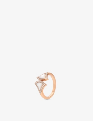 BVLGARI: Diva's Dream 18ct rose-gold, mother-of-pearl and 0.17ct brilliant-cut diamond ring
