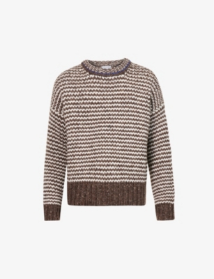 H*S様 Bottega Veneta ds Knit Knit bl BOTTEGA VENETA - Zig-zag pattern boxy-fit wool-knit jumper