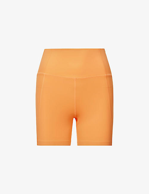 GIRLFRIEND COLLECTIVE: High-rise exposed-seams stretch-woven shorts