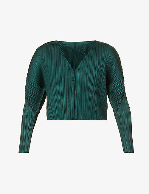 PLEATS PLEASE ISSEY MIYAKE: Monthly Colours pleated woven cardigan