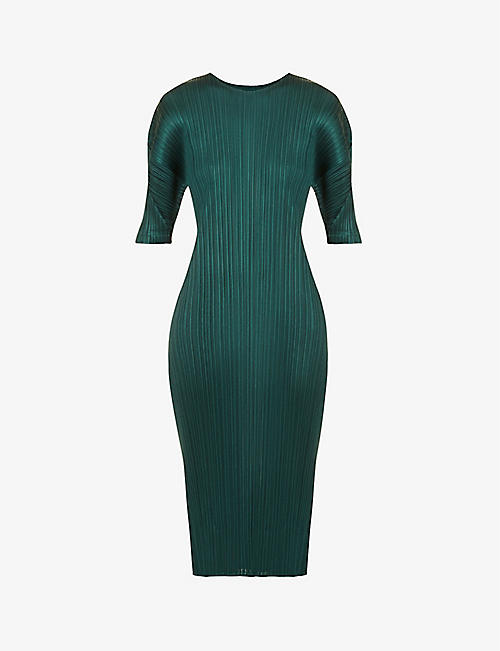 PLEATS PLEASE ISSEY MIYAKE: Monthly Colours pleated woven midi dress
