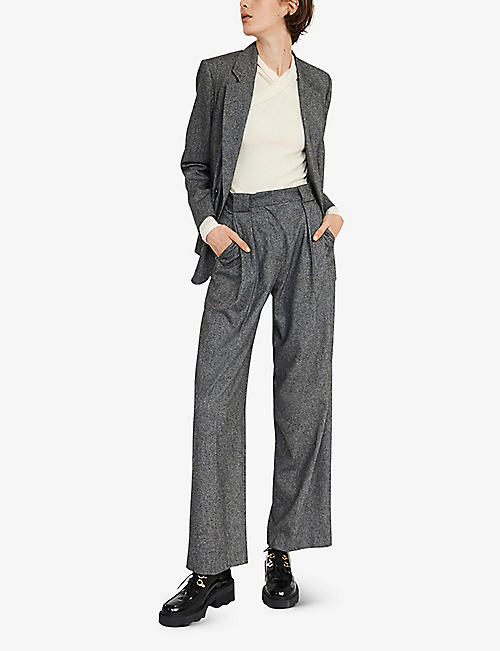 Claudie Pierlot Satin Pants in Black Grey Slacks and Chinos Straight-leg trousers Womens Clothing Trousers 