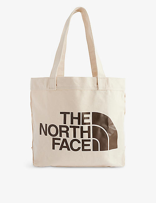 THE NORTH FACE：徽标压花品牌标签棉帆布托特包