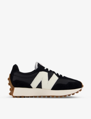 New Balance 327 Suede And Mesh Trainers In Black/white/gum | ModeSens