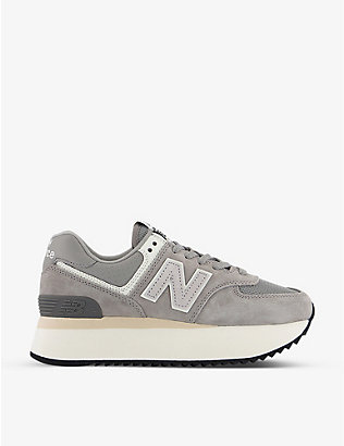 NEW BALANCE: 574 logo-embossed woven low-top trainers
