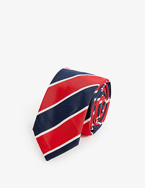 THOM BROWNE: Striped silk and cotton-blend tie