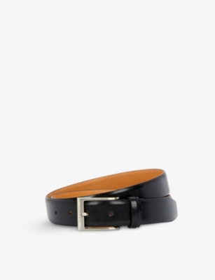 Dents Logo-engraved Leather Belt In Black