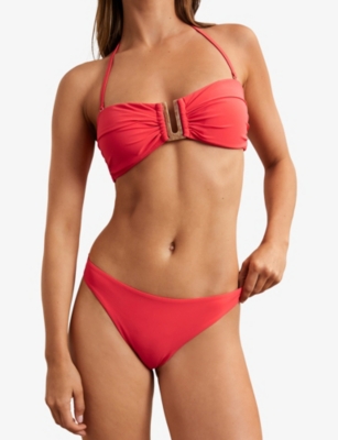 Reiss Womens Coral Red Carina Bandeau Bikini Top In Red