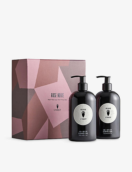 L'OBJET: Rose Noire hand and body soap & lotion gift set