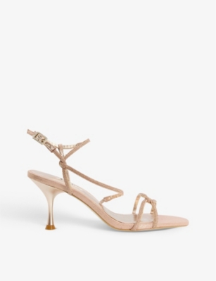 Dune Majestys Crystal-embellished Faux-leather Heeled Sandals In Gold-synthetic