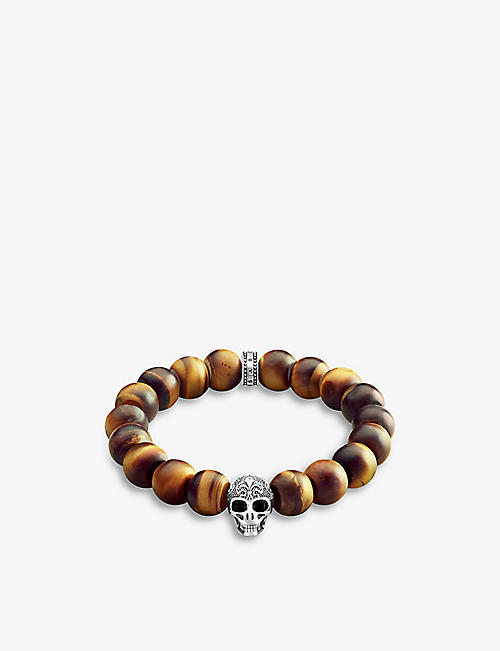 THOMAS SABO: Power sterling silver and tiger‘s eye beaded bracelet