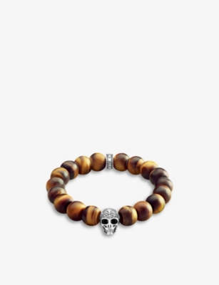 Thomas Sabo Womens Brown Power Sterling Silver And Tiger‘s Eye Beaded Bracelet