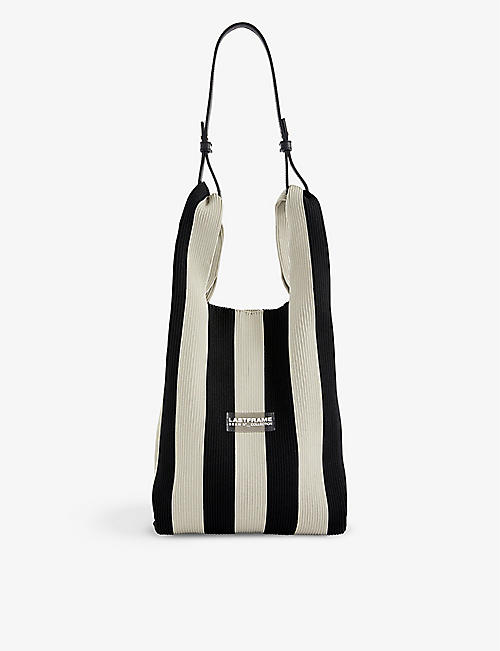 LASTFRAME: Market medium striped woven tote bag