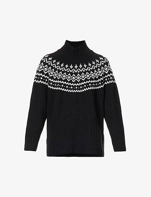 BARBOUR: Amberley geometric-print cotton-blend knitted jumper