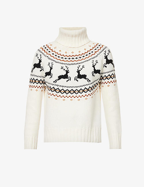 BARBOUR: Kingsbury intarsia-pattern relaxed-fit wool-blend jumper