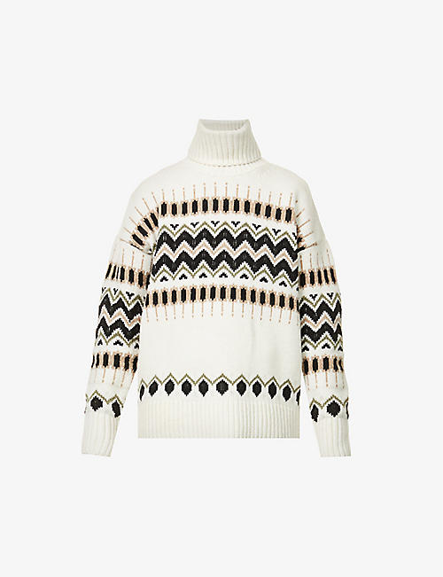 BARBOUR: Nyla geometric-intarsia wool-blend jumper