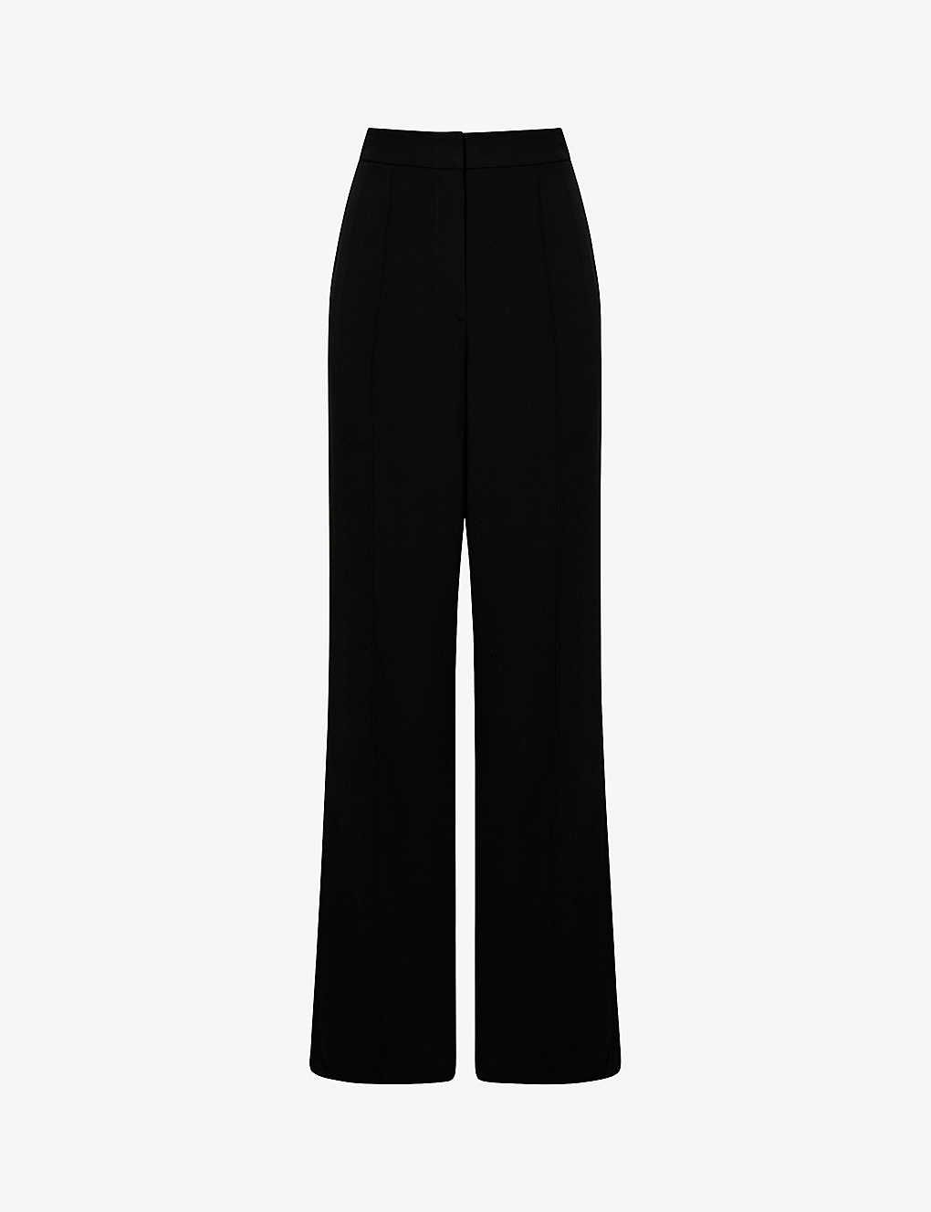 Shop Reiss Women's Black Aleah Wide-leg Woven Trousers
