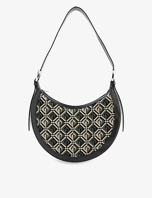 MARINE SERRE: Crescent Moon logo-print leather shoulder bag